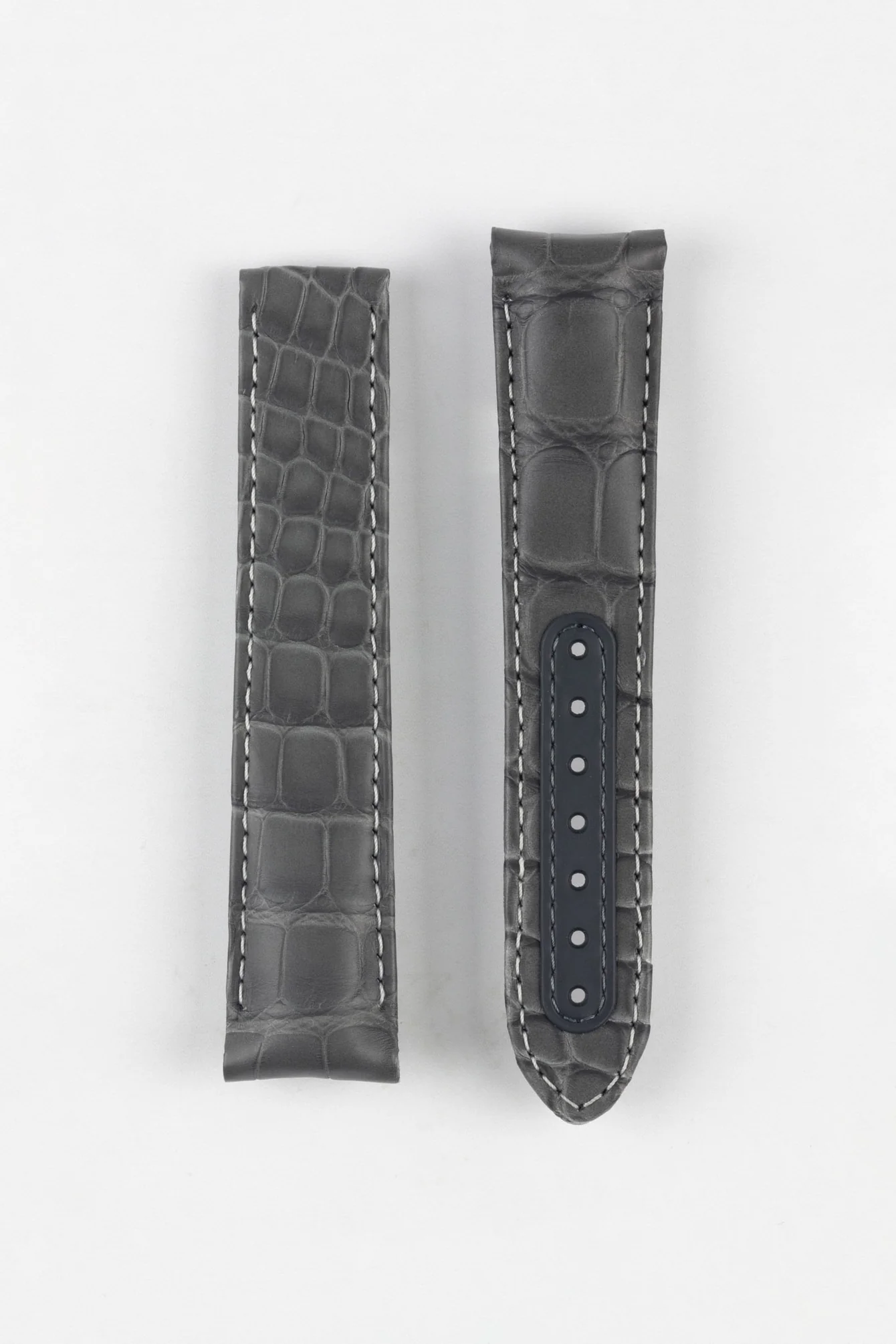 Premium Genuine Leather Watch Strap – Matte Graphite Gray (Alligator Embossed)