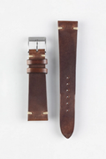 Premium Genuine Leather Watch Strap – Vintage Distressed Brown (Minimalist Stitching)