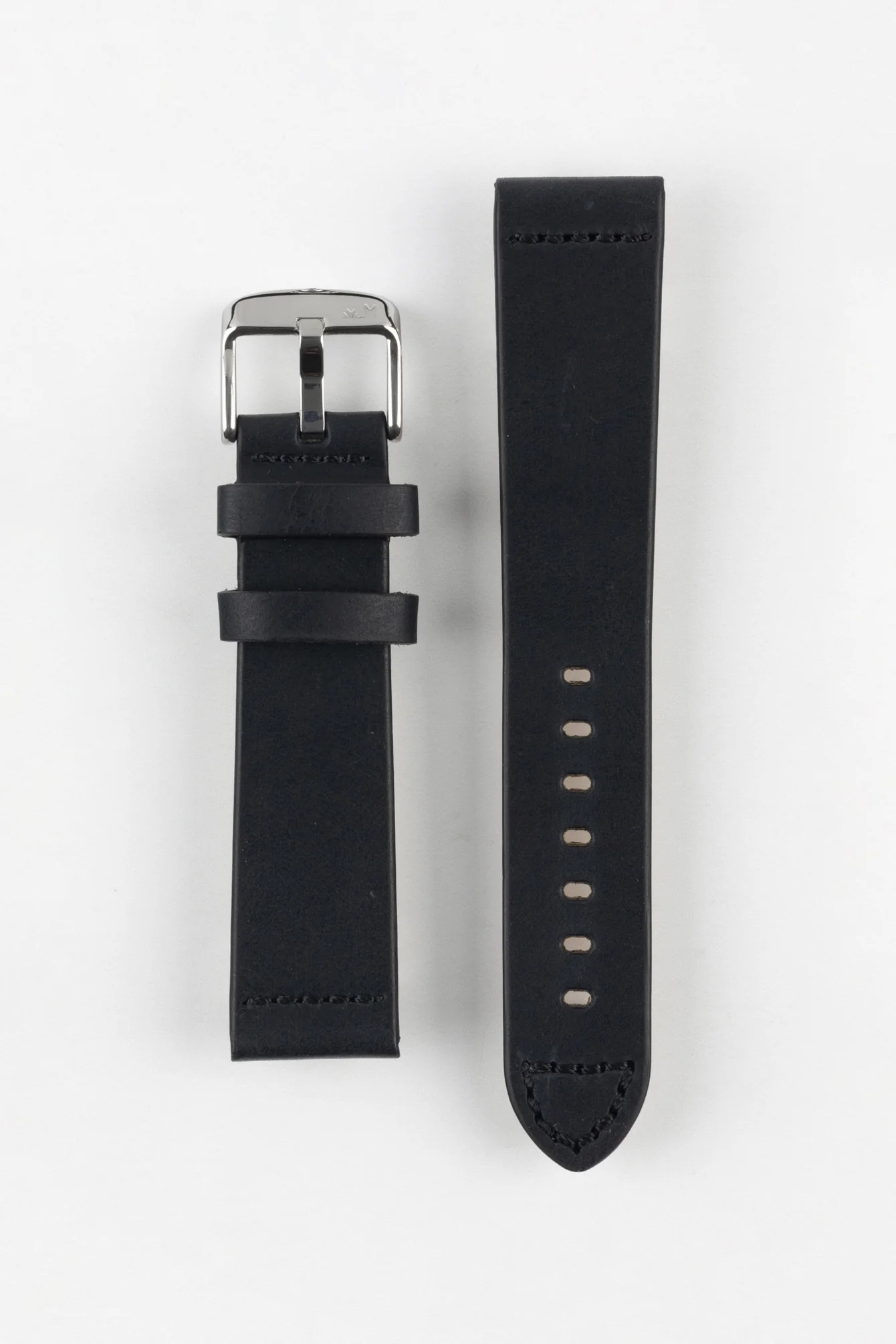 Premium Genuine Leather Watch Strap – Stealth Matte Black (Minimalist Vintage Stitching)