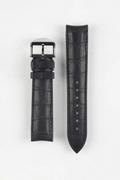 Premium Curved-End Leather Watch Strap – Classic Onyx Black (Alligator Embossed)